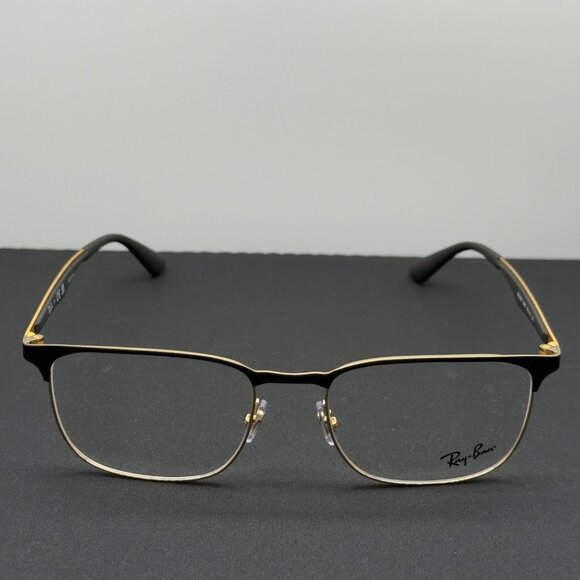 Ray Ban RB6363 2890 Polished Black on Gold Square Eyeglasses Frames 54-18-145 - Picture 3 of 11